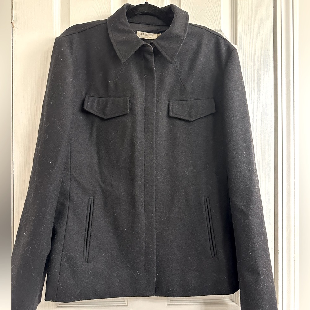 J. CREW PeacoatWool Blend WOMEN's XL Black  Zip Up
